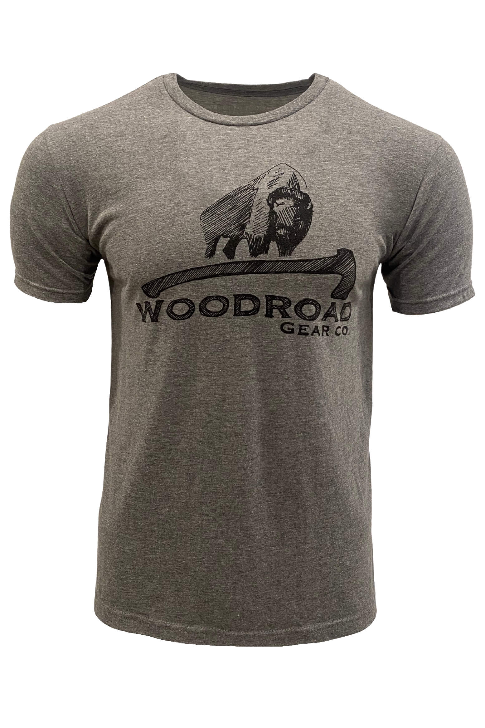 Bison Axe T-Shirt - Gray - Woodroad Gear Co