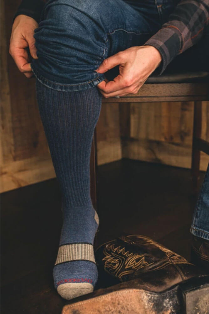 Nada Llama Knee High Socks - Alpaca Socks - With Cowboy Boots - Woodroad Gear Co.