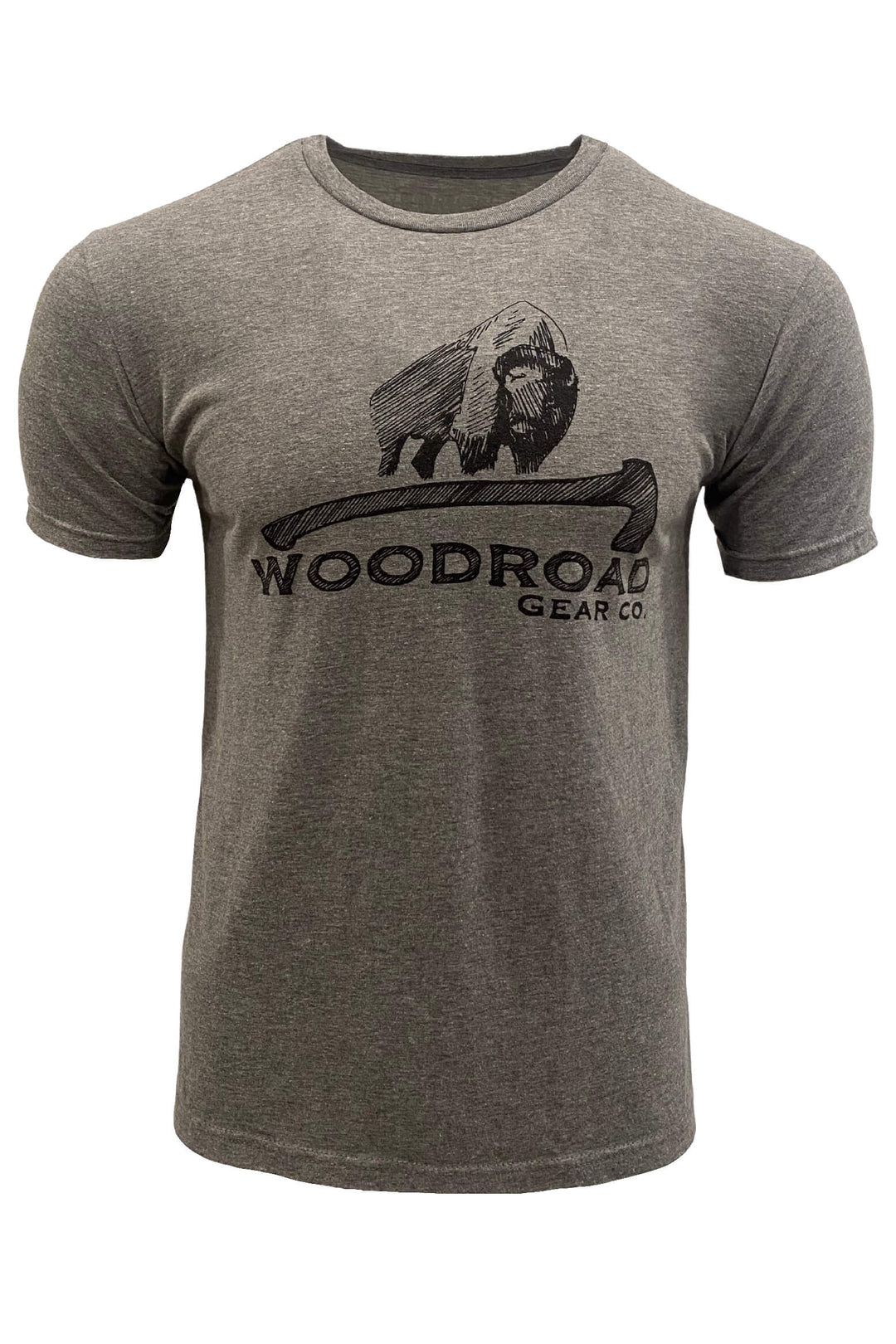 Bison Axe T-Shirt - Gray - Woodroad Gear Co