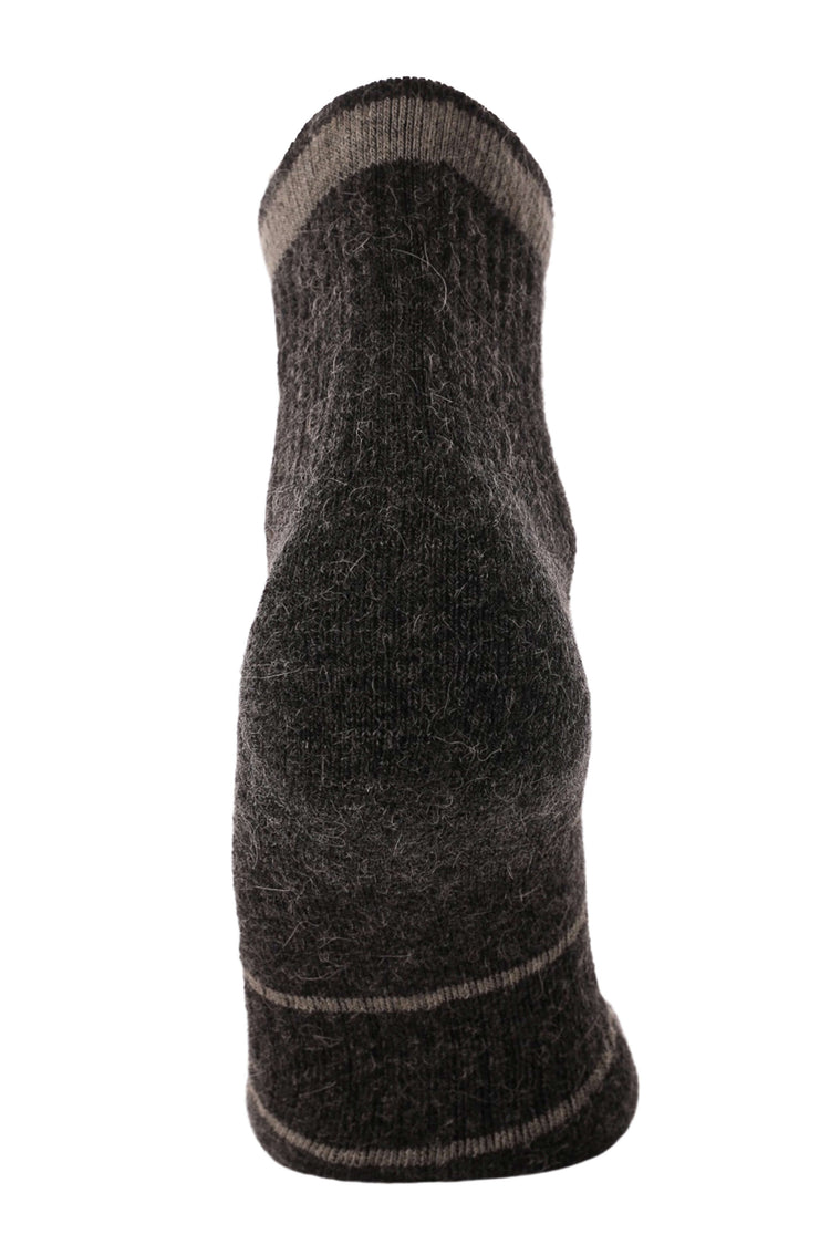 Nada Llama Quarter Socks - Alpaca Socks - Midnight Grey with Blue - Heel - Woodroad Gear Co.