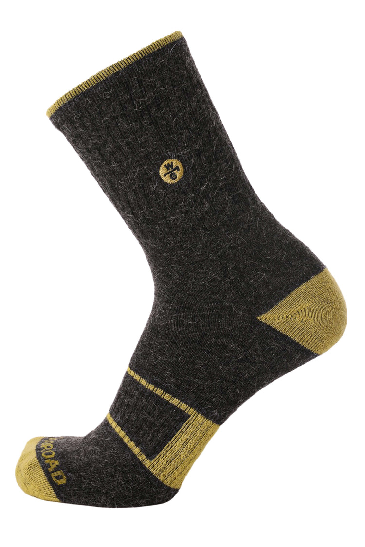 Alpaca Socks - Granite Yellow - Nada Llama Crew Socks - Woodroad Gear Co.
